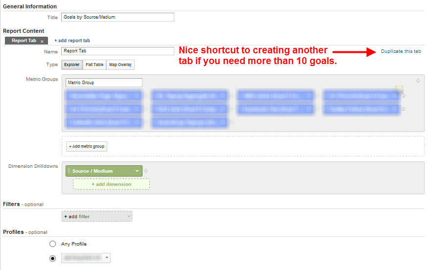 custom report in Google Analytics for heat map