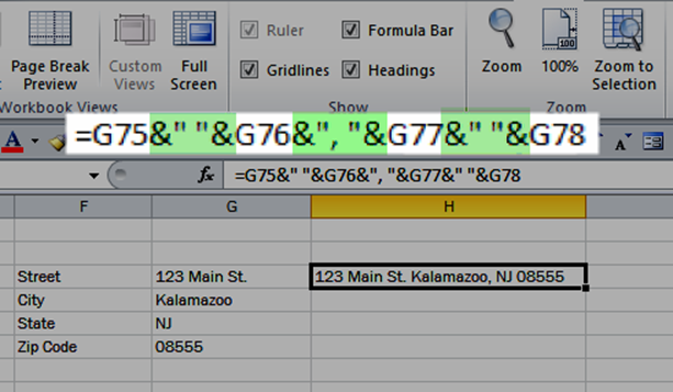 concatenate in Excel for marketing