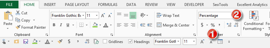 format percentages in Excel