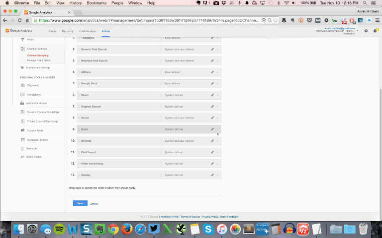 Customize a default channel in Google Analytics