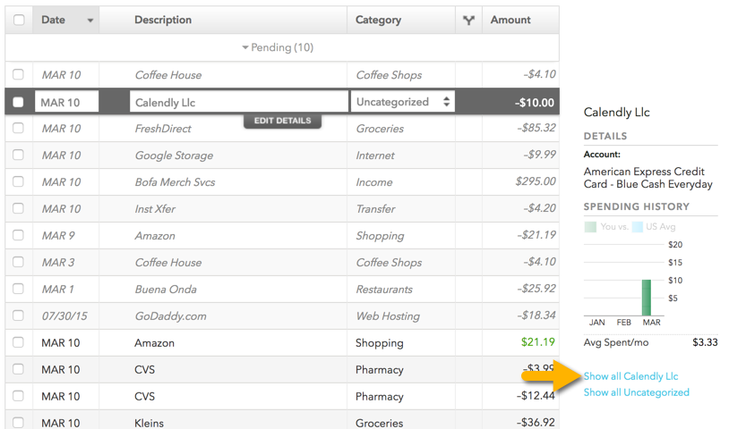 select multiple transactions in Mint