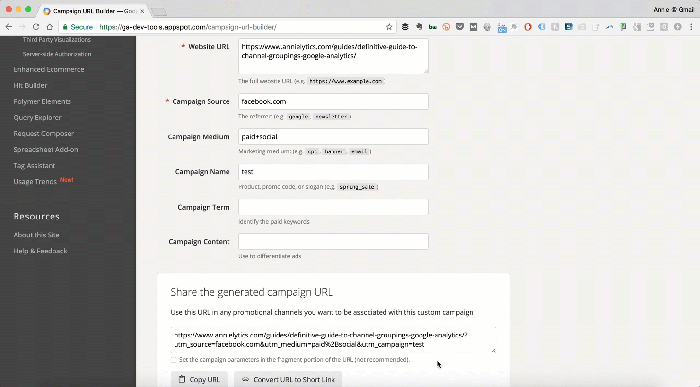 character encoding in Google's Campaign URL Builder